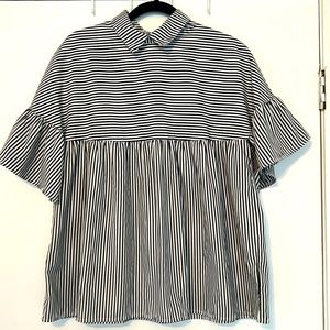 Babydoll black and white stripe shirt